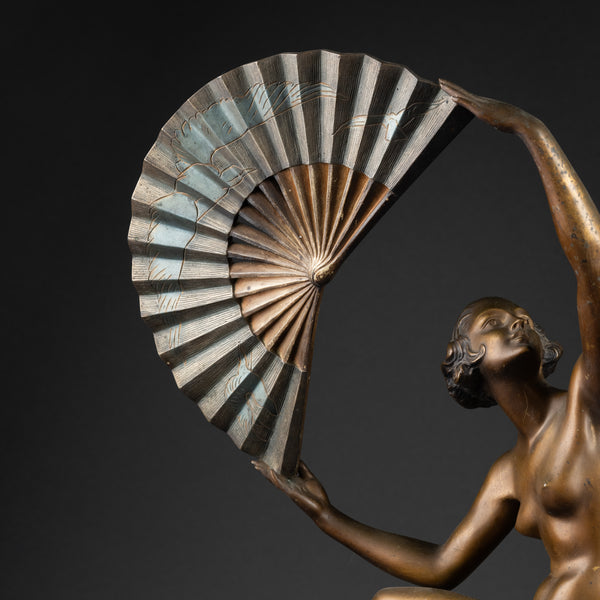 Marcel BOURRAINE Danseuse à l'éventail. Bronze Art Déco