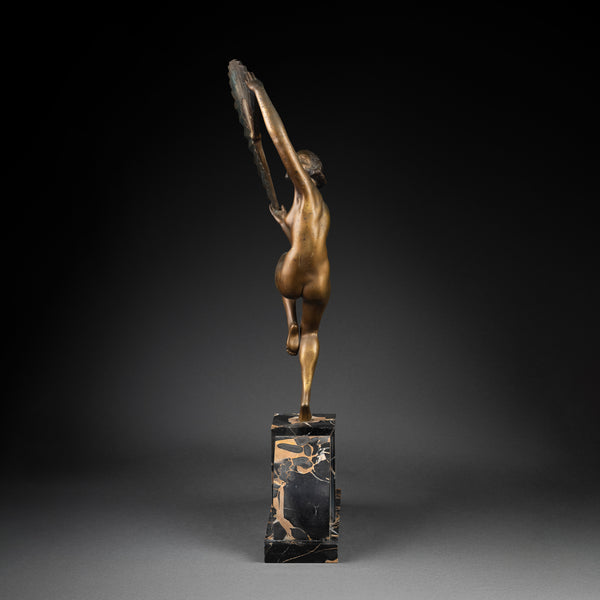 Marcel BOURRAINE Danseuse à l'éventail. Bronze Art Déco