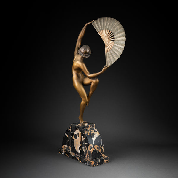 Marcel BOURRAINE Danseuse à l'éventail. Bronze Art Déco