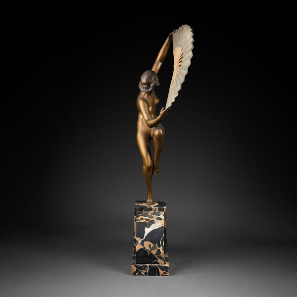 Marcel BOURRAINE Danseuse à l'éventail. Bronze Art Déco