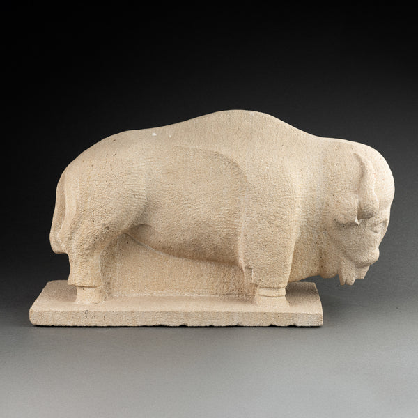 Bison d'amérique - Taille directe sur pierre calcaire blanche