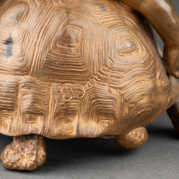Ernest BARRIAS (1841-1905) 'Enfants à a tortue' bronze doré fin XIXème