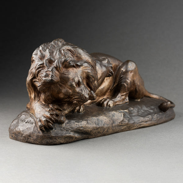 J. E. MASSON (1871-1932) Lion dévorant sa proie, bronze fin XIXème