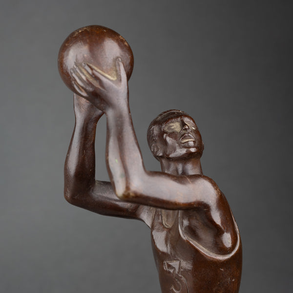 Basketball Player - Rare Unsigned Art Deco Bronze