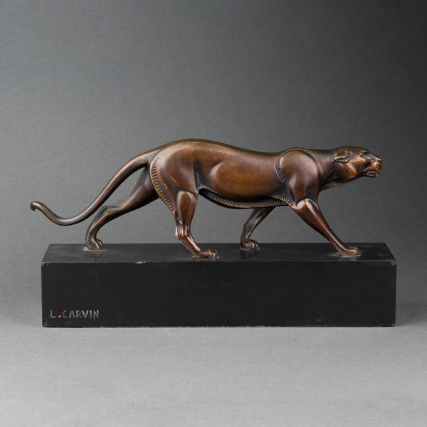 Louis Albert CARVIN (1875-1951) 'Panther on the Prowl' Art Deco Bronze (small model)