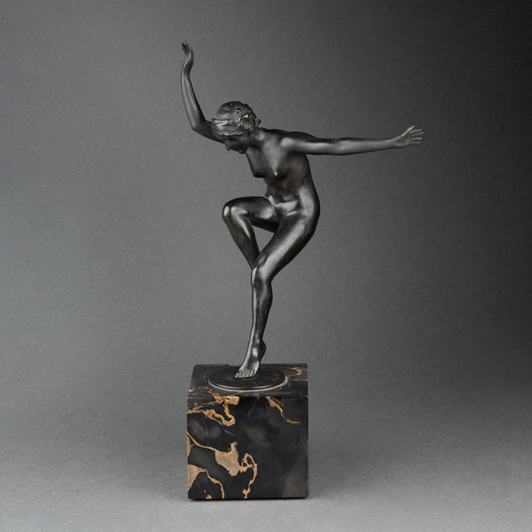 Paul De BOULONGNE (1863-1938) - Dancer on one foot. Patinated bronze, Art Deco period.