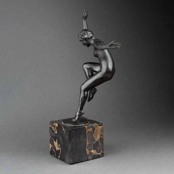 Paul De BOULONGNE (1863-1938) - Dancer on one foot. Patinated bronze, Art Deco period.
