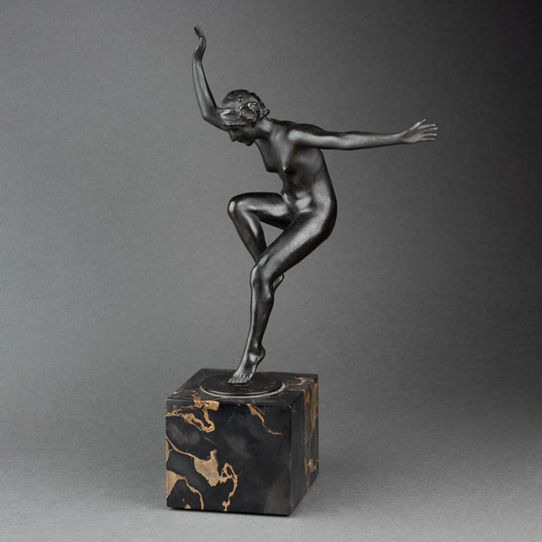Paul De BOULONGNE (1863-1938) - Dancer on one foot. Patinated bronze, Art Deco period.