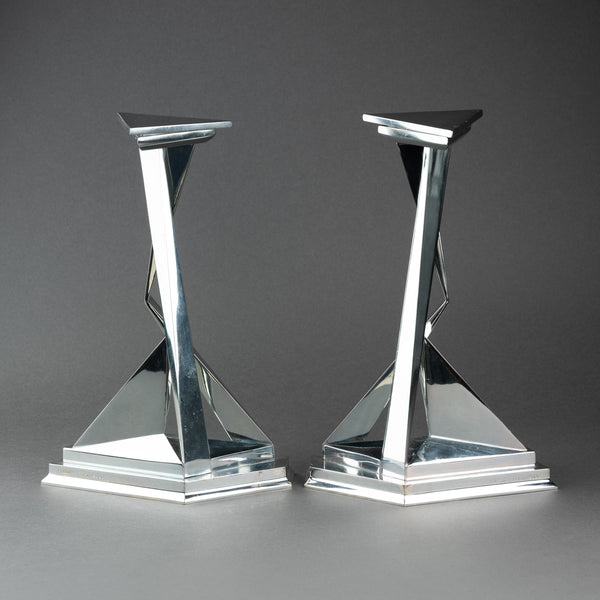 Salvador DALI (1904-1989) 'Castor and Pollux' Pair of silver-plated candlesticks