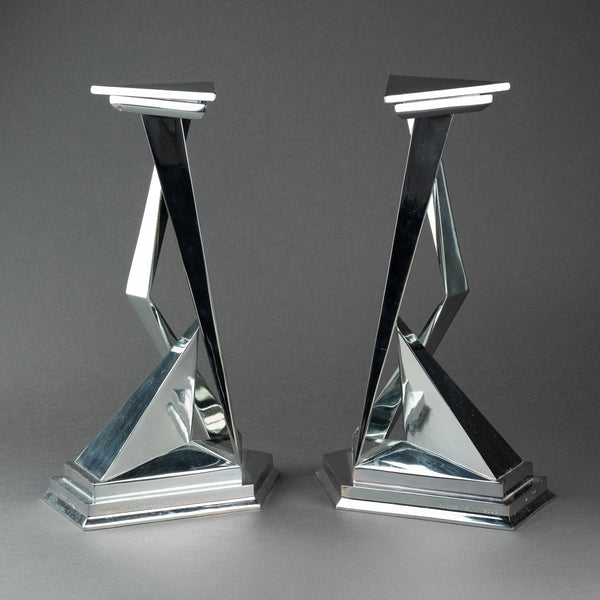 Salvador DALI (1904-1989) 'Castor and Pollux' Pair of silver-plated candlesticks