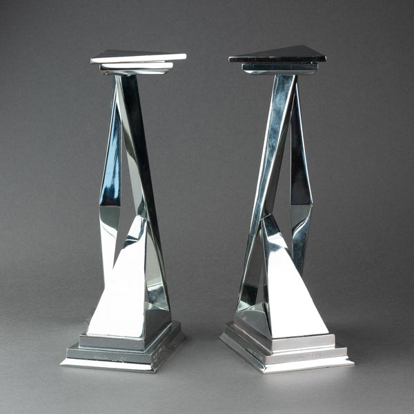 Salvador DALI (1904-1989) 'Castor and Pollux' Pair of silver-plated candlesticks