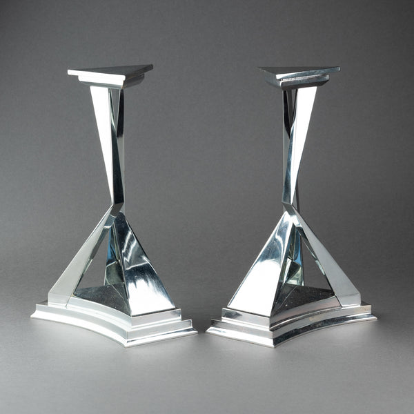 Salvador DALI (1904-1989) 'Castor and Pollux' Pair of silver-plated candlesticks