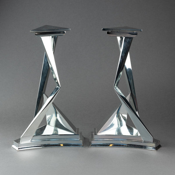 Salvador DALI (1904-1989) 'Castor and Pollux' Pair of silver-plated candlesticks