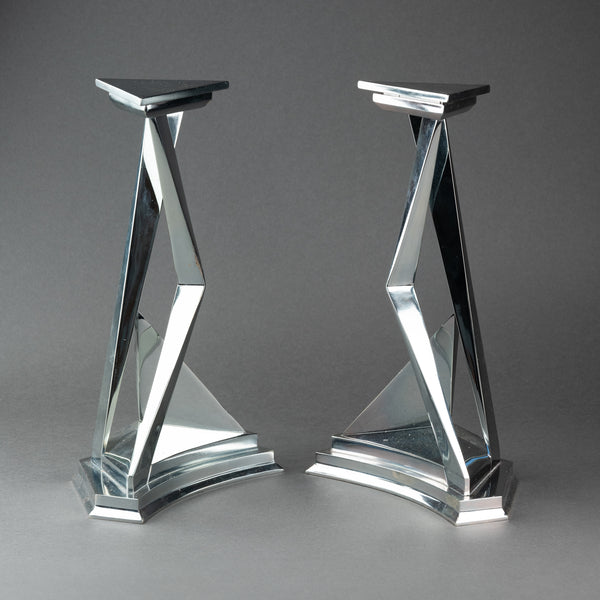 Salvador DALI (1904-1989) 'Castor and Pollux' Pair of silver-plated candlesticks