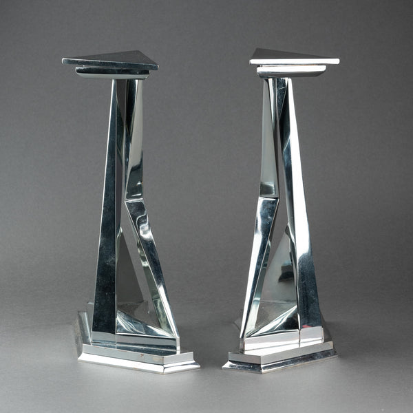 Salvador DALI (1904-1989) 'Castor and Pollux' Pair of silver-plated candlesticks