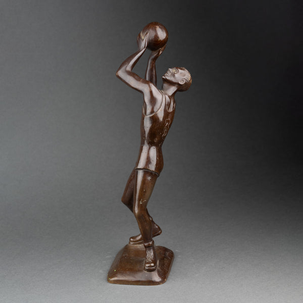 Basketball Player - Rare Unsigned Art Deco Bronze