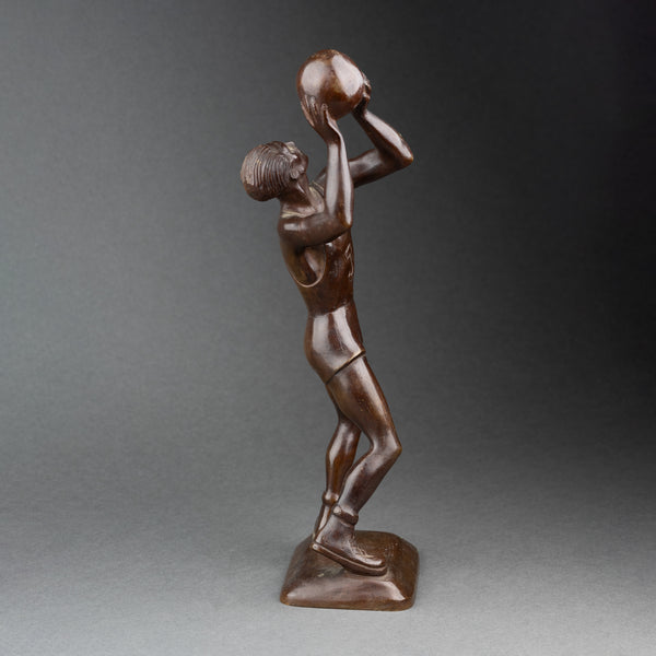 Basketball Player - Rare Unsigned Art Deco Bronze
