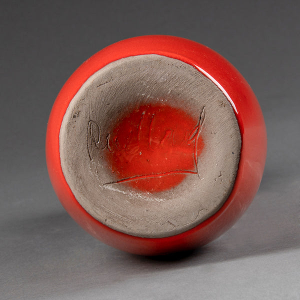 Jacques and Dani RUELLAND - Small red enamelled ceramic vase. France, circa 1950-60