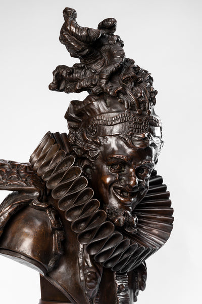 Antonio PANDIANI (1838-1928) ‘Menestrello’ Exceptional Patinated bronze. Italy, late 19th century.