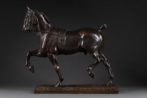 Pierre TOURGUENEFF (1853-1912) Trotting horse - Late 19th century bronze