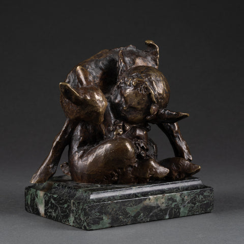 Ary Jean Léon BITTER (1883-1973) - Young faun and doe - Bronze with brown-green patina, Art Deco period