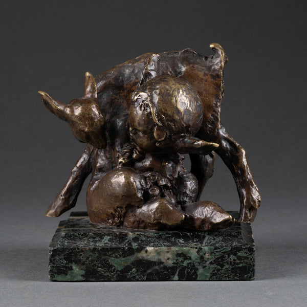 Ary Jean Léon BITTER (1883-1973) - Jeune faune et biche - Bronze à patine brun-vert, période Art Déco