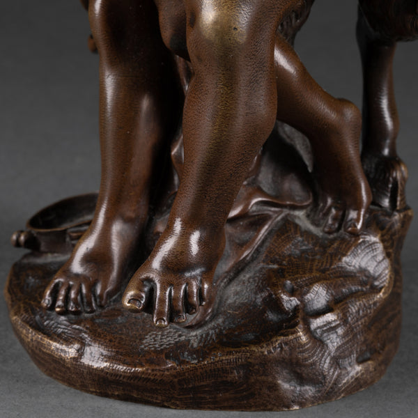 Bacchus ivre, Silène et Bacchante - Bronze patiné XIXème