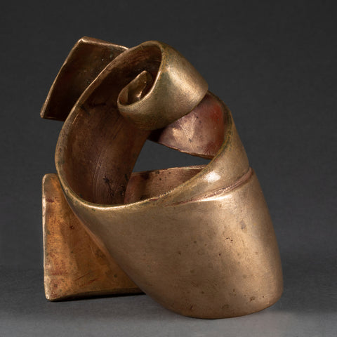 Denis ROUSSEAU (1951-) Abstraction en Spirale - Bronze patiné et doré. Vers 1980