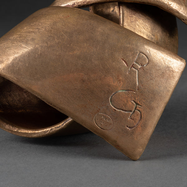 Denis ROUSSEAU (1951-) Abstraction en Spirale - Bronze patiné et doré. Vers 1980