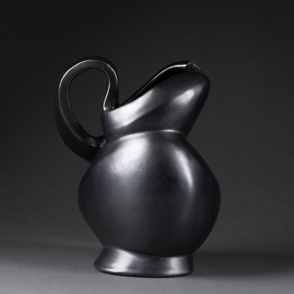 Jacques BLIN (1920-1995) Pitcher in black enamelled ceramic. France, circa 1950.