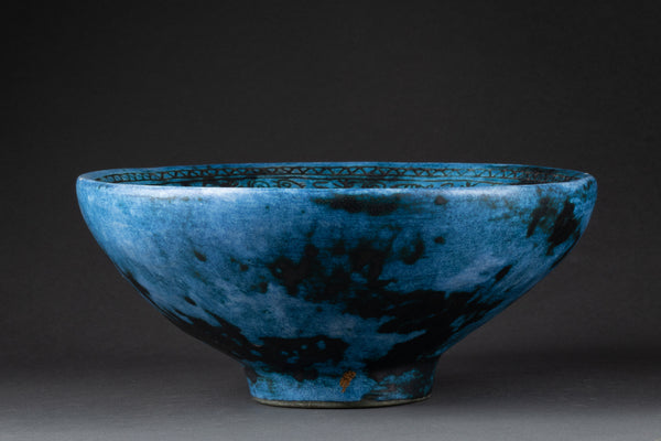 Jacques BLIN (1920-1995) Large round blue/black enameled ceramic bowl