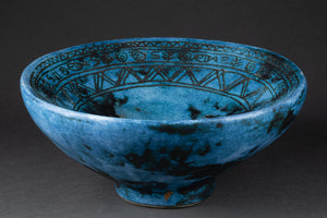 Jacques BLIN (1920-1995) Large round blue/black enameled ceramic bowl