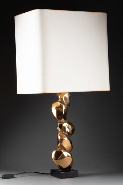 Michel JAUBERT (XXth) - 'Galets' ("Peebles") lamp in polished bronze - Circa 1970