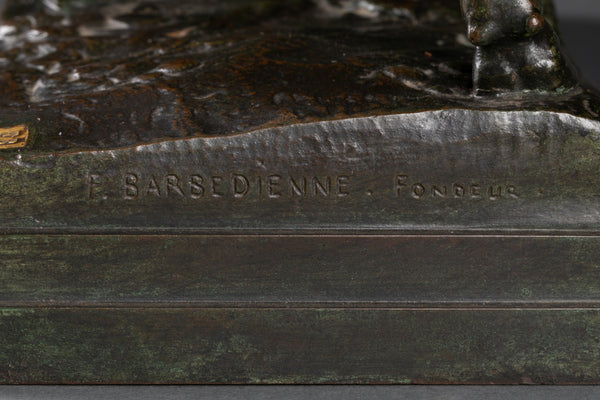 Antoine Louis BARYE (1790-1871) Taureau debout (seconde version) - Bronze patiné - Fonte F. Barbedienne au cachet Or.