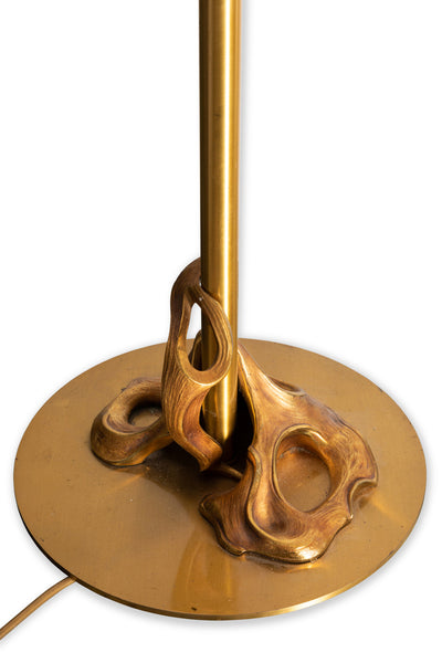 Pair of glazed gilt bronze floor lamps bearing a "L.G" label for Lucien Gau