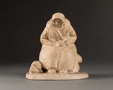 Gaston SCHWEITZER (1879-1962) Breton remailleuse - Small patinated workshop plaster signed and dated 1956.