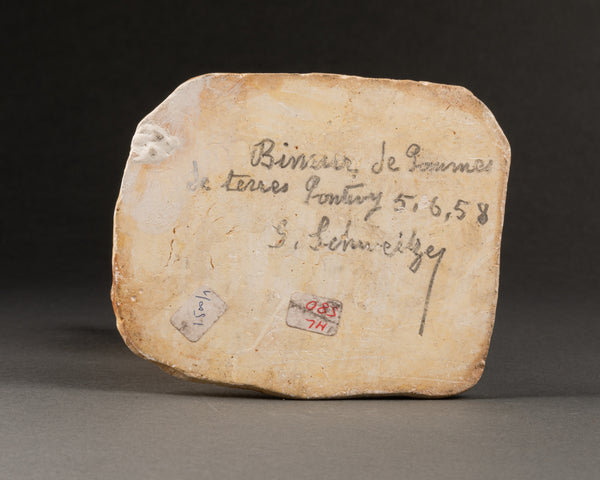 Gaston SCHWEITZER (1879-1962) Bineur de pomme de terre breton - Petit plâtre d'atelier patiné signé et daté 1956.