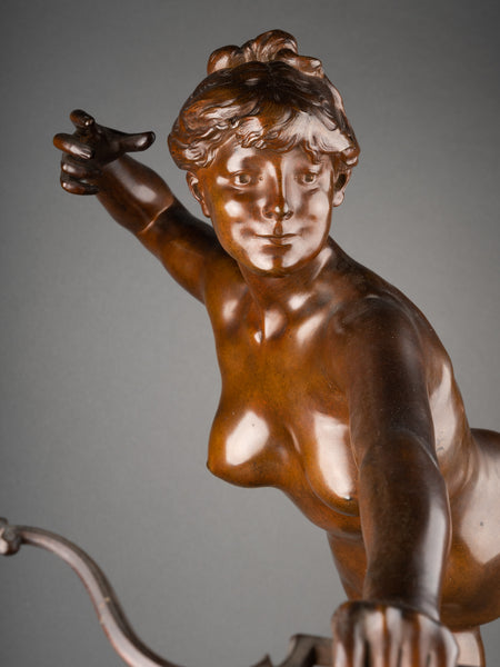 Alexandre FALGUIERE (1831-1900) Diane tirant à l'arc - Bronze Art Nouveau - Thiebaut Fondeur