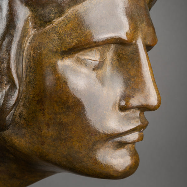 Constant ROUX (1865-1929) Gladiator bust, Patinated bronze, Art Deco period.