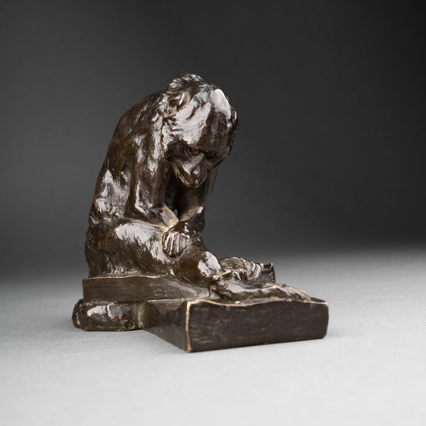 Edouard PAUL MERITE (1867-1941) - Seated monkey - Bronze Art Deco