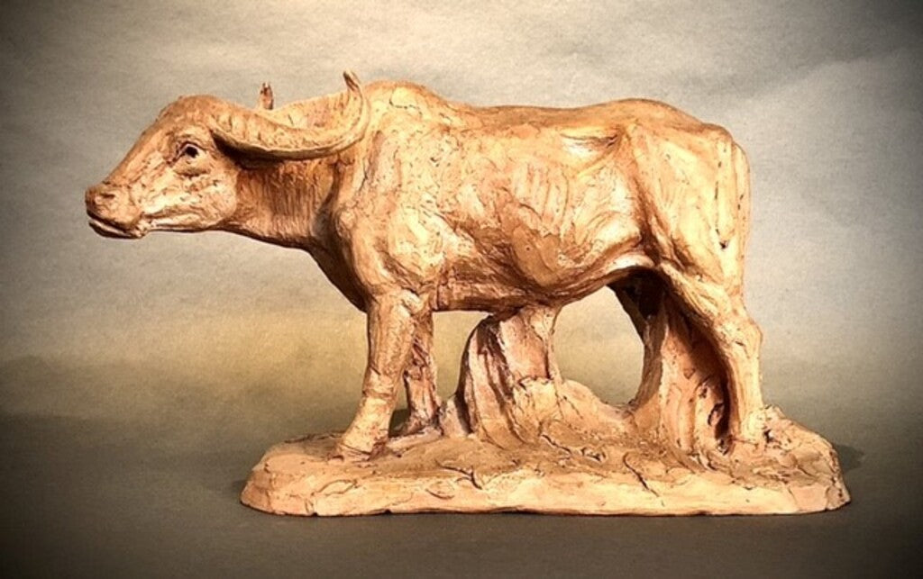 Félix GUIS (1887-1972) 'Buffle d'eau' Epreuve originale en terre cuite