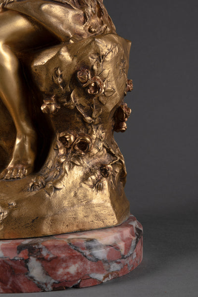 Lucien ALLIOT (1877-1967) The Kiss - Rare proof in gilded bronze