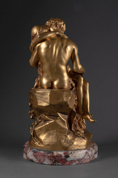 Lucien ALLIOT (1877-1967) Le Baiser - Rare épreuve en bronze doré