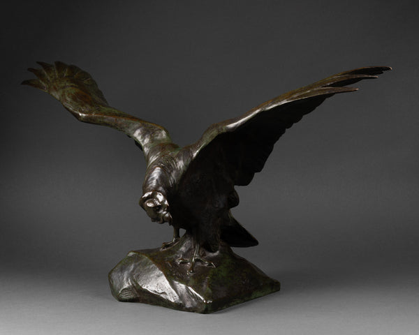 Josué DUPON (1864-1935) - Flying condor - Patinated bronze - Verbeyst cast. Bruxelles, circa 1920.
