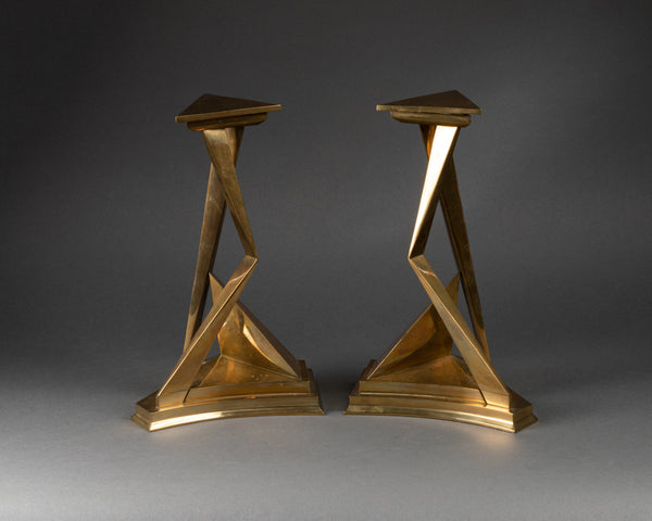 Salvador DALI (1904-1989) Castor et Pollux - Bougeoirs en bronze doré