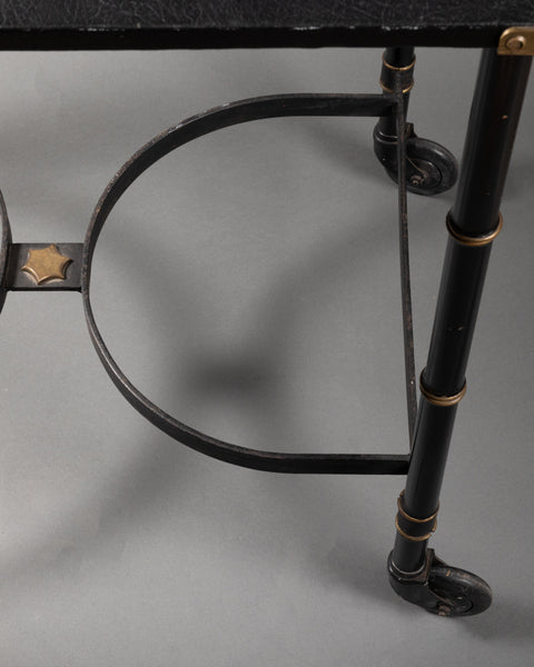 Jacques ADNET (1900-1984) Metal and black leatherette trolley, circa 1950 