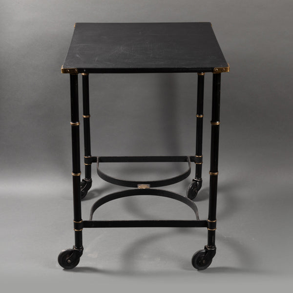 Jacques ADNET (1900-1984) Metal and black leatherette trolley, circa 1950 