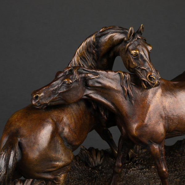 P. J. MENE (1810-1879) 'L'accolade - Bronze proof with nuanced brown patina - Late 19th century