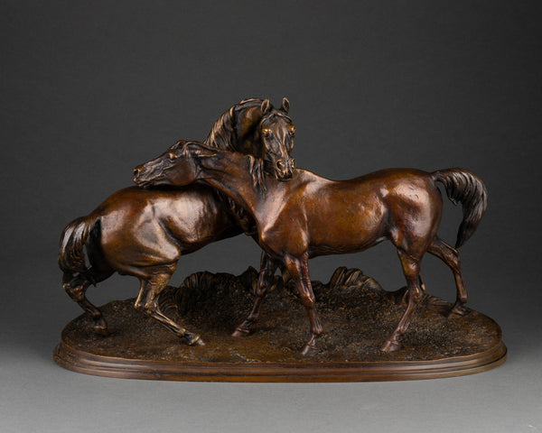 P. J. MENE (1810-1879) 'L'accolade - Epreuve en bronze à patine marron nuancée - Fin du XIXème