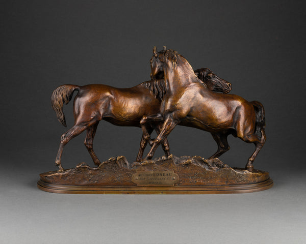 P. J. MENE (1810-1879) 'L'accolade - Epreuve en bronze à patine marron nuancée - Fin du XIXème
